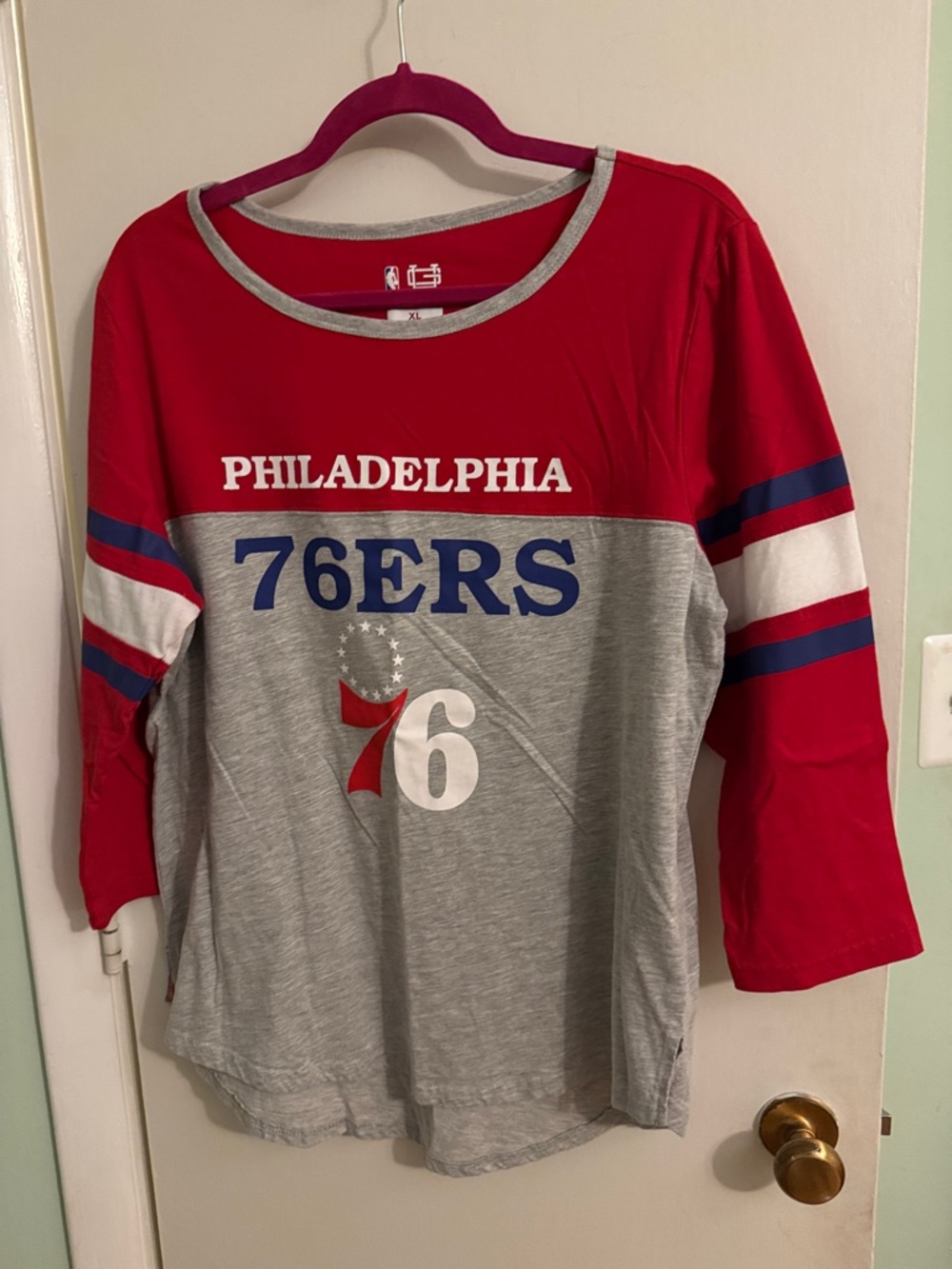 NBA UltraGame Philadelphia 76ers Red, Gray & Blue Long Sleeve Tee